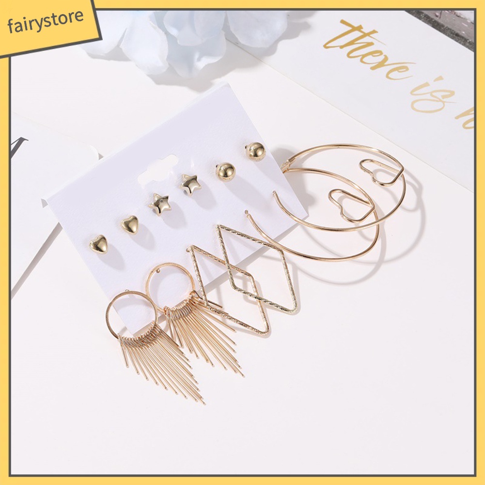 Bộ 6 Đôi Hoa Tai Đính Ngọc Trai Nhân Tạo Thời Trang Cho Nữ