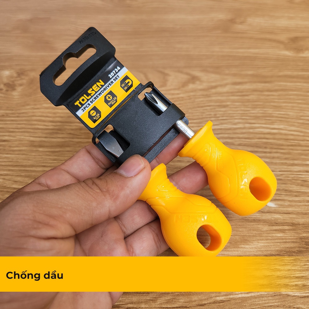 Bộ 2 Tua Vít Tolsen 20734 Ngắn Đầu Vít Có Từ Tính - Vua Đồ Nghề