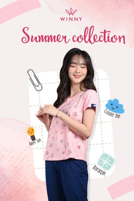 Bộ mặc nhà Winny áo ngắn tay quần lửng cotton 20069 giá 459.000đ