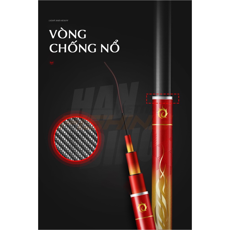 Cần câu tay Handing Hỏa Điểu 4m5 - Độ cứng 5H - Siêu tải cá