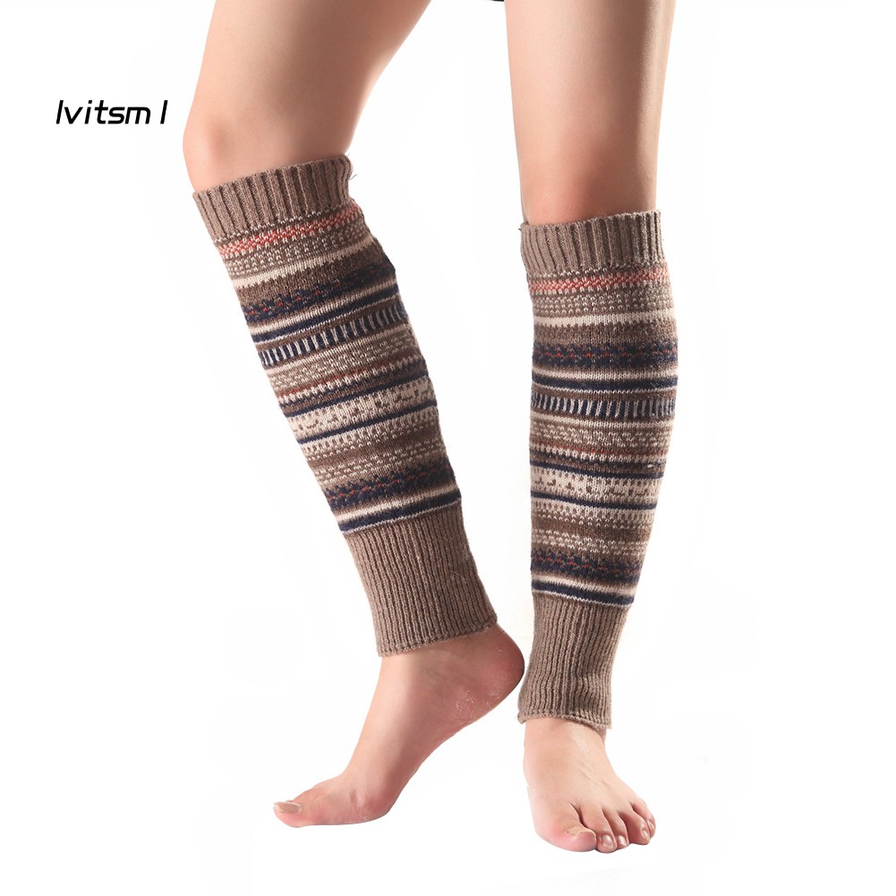 【LTM】Women Striped Knitted Leg Warmers Winter Footless Knee High Fashion Boot Socks | BigBuy360 - bigbuy360.vn