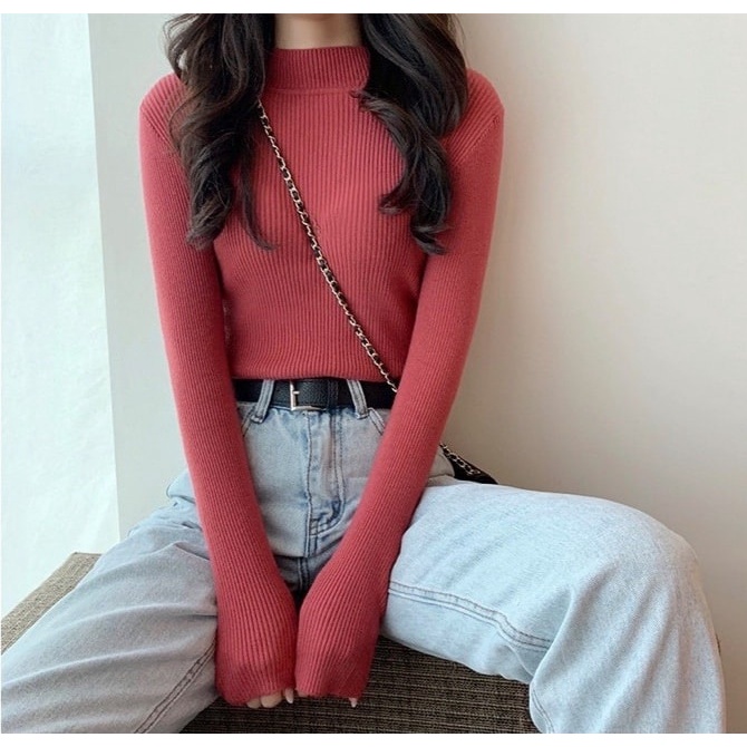 Áo len nữ cổ 3 phân nhiều màu cao cấp - Áo len tăm cổ 3 phâm / 3cm hàng quảng châu