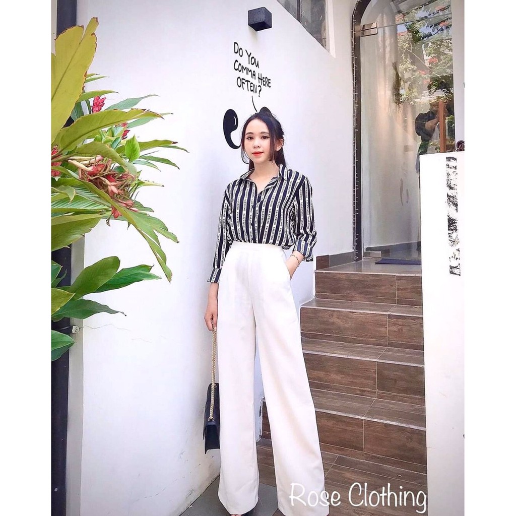 QUẦN ỐNG RỘNG CẠP CAO KHÓA SƯỜN DÀI 100CM mã 030P0/K34