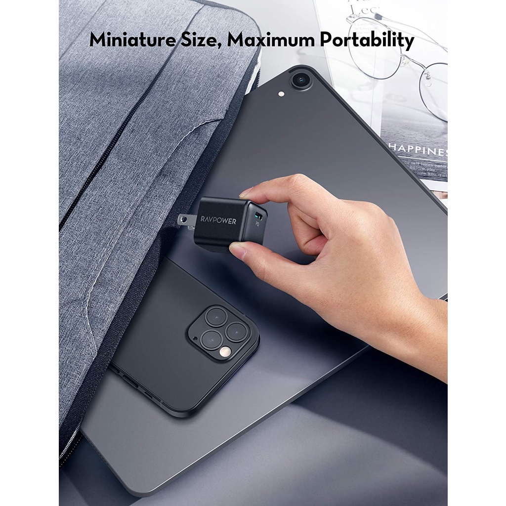 [ KHÔNG HỘP ] Củ Sạc Nhanh 20w RAVPower RP-PC150 hỗ trợ PD/PPS/QC- Bh 18 tháng - ACSTORE