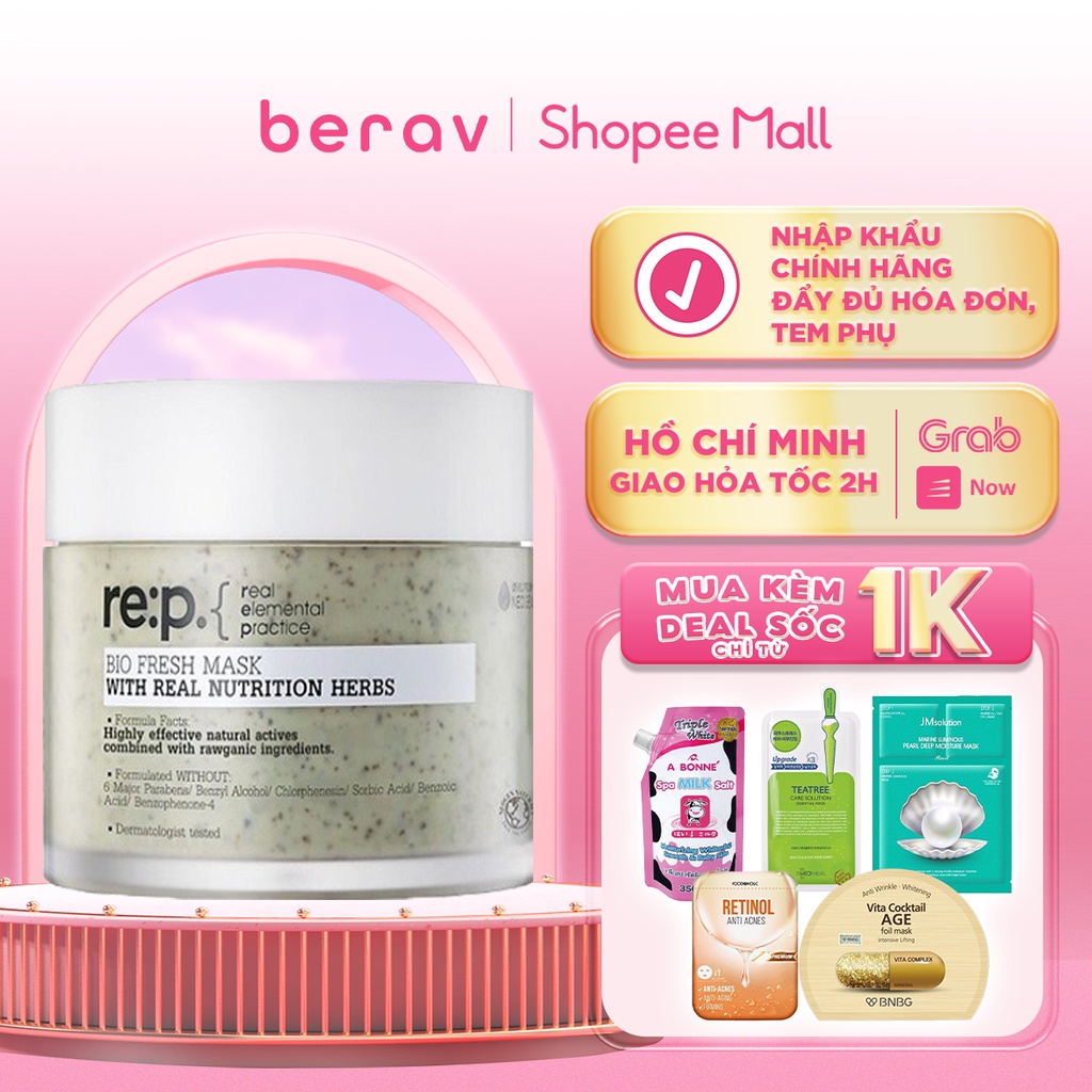 Mặt Nạ Đất Sét Hương Thảo RE:P Cấp ẩm Và Phục Hồi Da REP Bio Fresh Mask With Real Herbs 130g