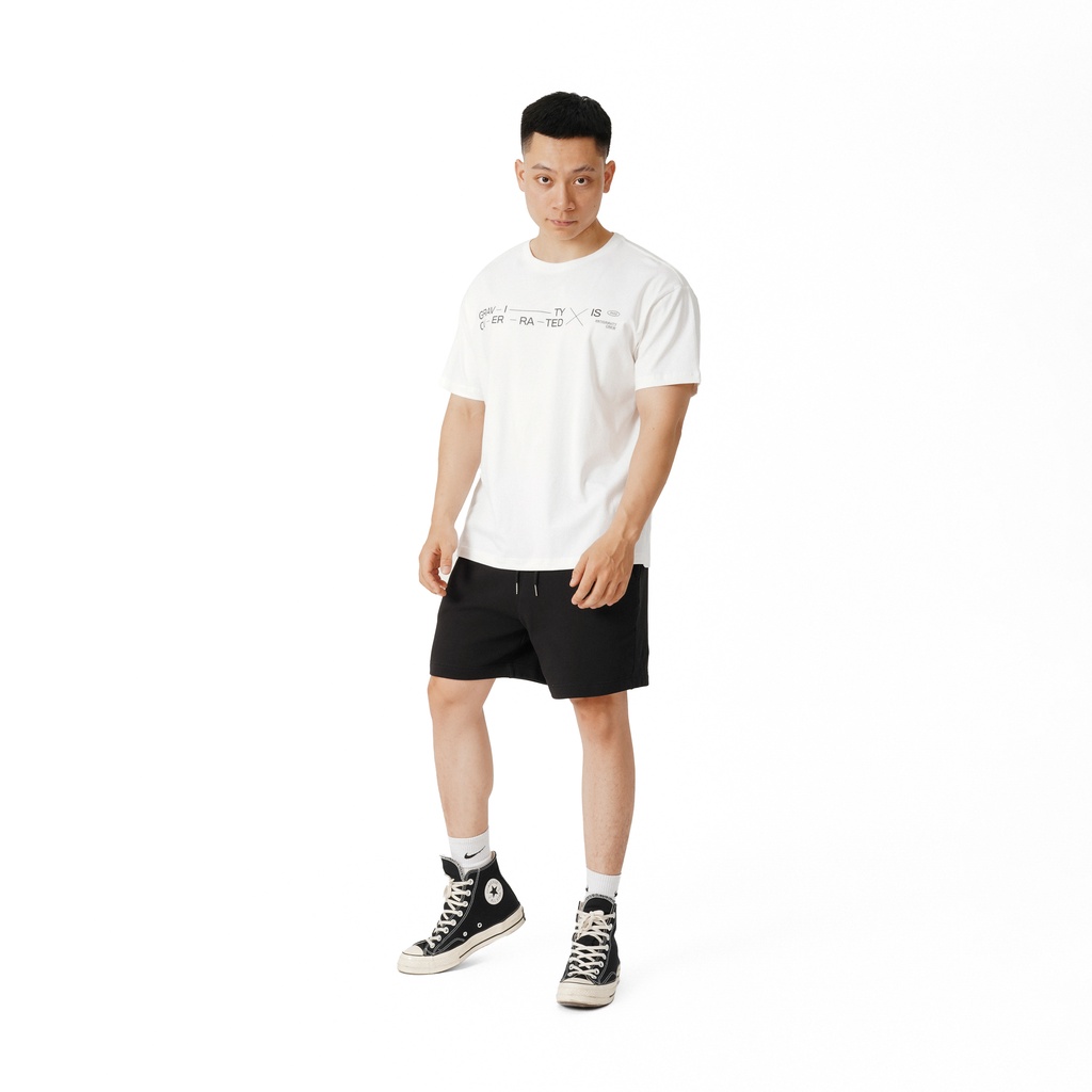 Áo thun nam cổ tròn AGCR phông nam trơn cotton 4 chiều dáng boxy GRAVITY IS OVERRATED T-SHIRT - WHITE