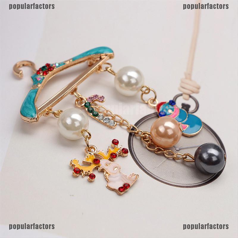 Huy Hiệu Cài Áo Hình Người Tuyết Tuần Lộc Đính Ngọc Trai Dễ Thương Thời Trang