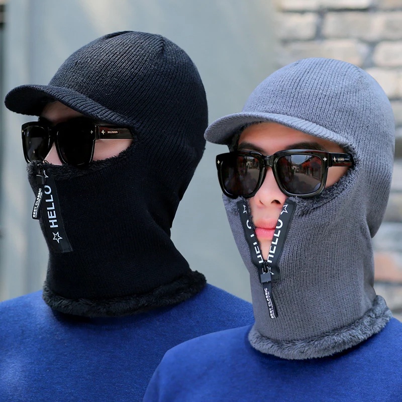 Mũ beanie dệt kim dày mềm mại giữ ấm cho nam nữ