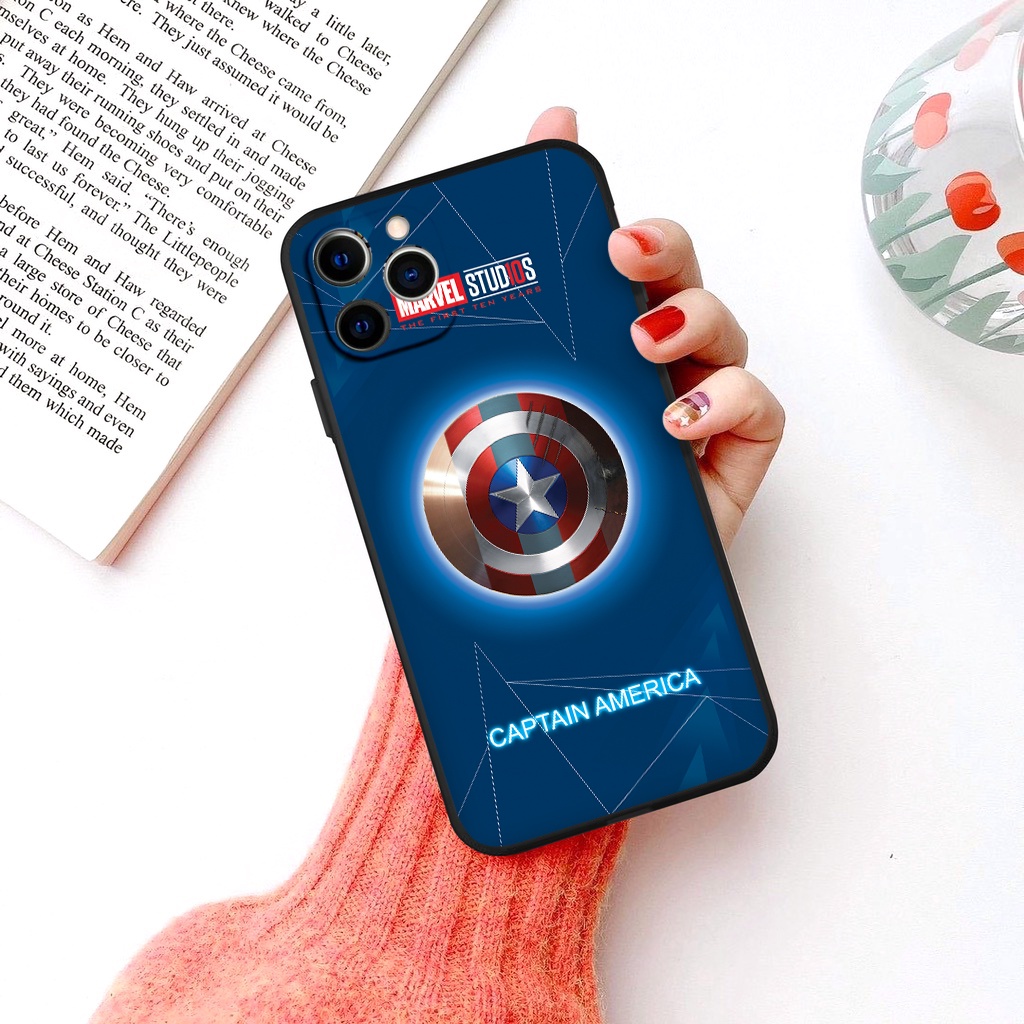 Ốp lưng iphone biểu tượng người nhện Captain ốp bảo vệ camera iphone 6 đến 13promax tr1207