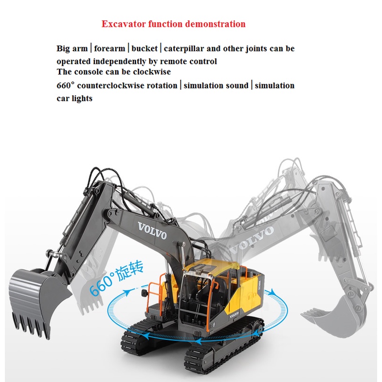 Bộ Đồ Chơi Máy Xúc Điều Khiển Từ Xa E568 1:16 3 Trong 1