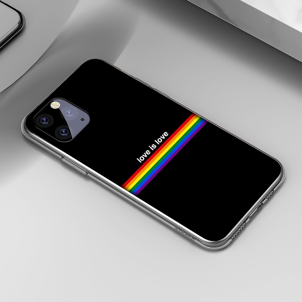 Ốp Điện Thoại Trong Suốt Họa Tiết Cầu Vồng LGBT Cho iPhone 7 8 Plus 11 Pro Max RCZ55