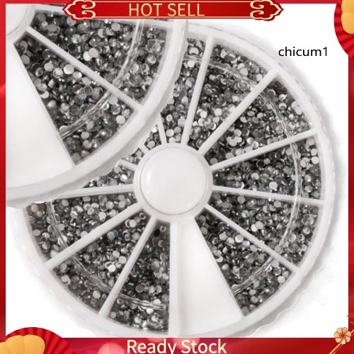 [Hàng mới về] Hộp 2400 hạt đá tròn 3D 1.5mm đính trang trí móng tay nghệ thuật thời trang