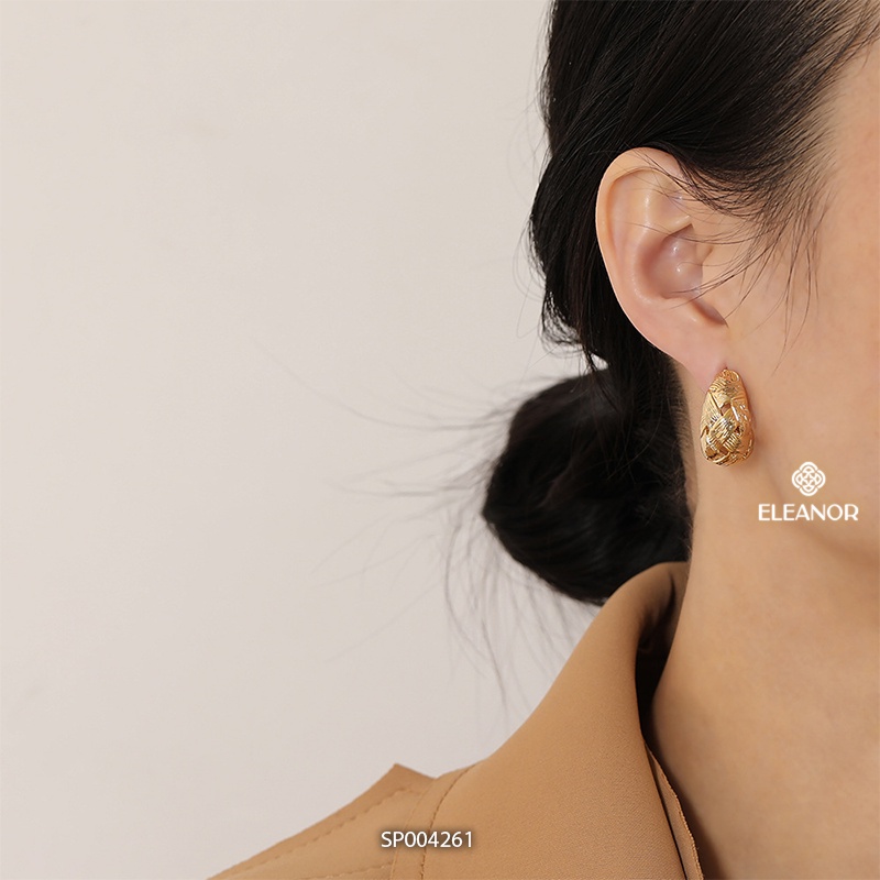 Bông tai nữ chuôi bạc 925 Eleanor Accessories viền cong phụ kiện trang sức tinh tế dễ thương