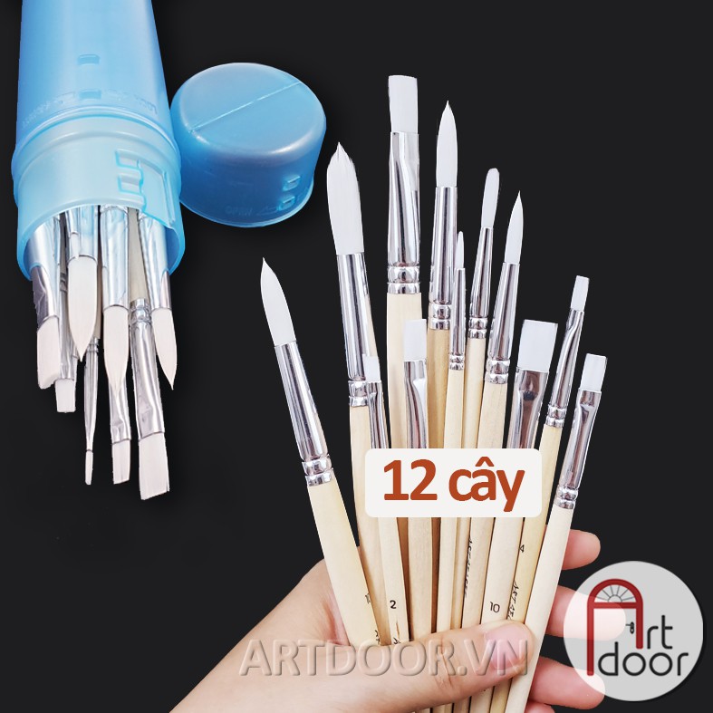 [ARTDOOR] Bộ cọ vẽ ART SECRET 12 cây (kèm ống xanh)