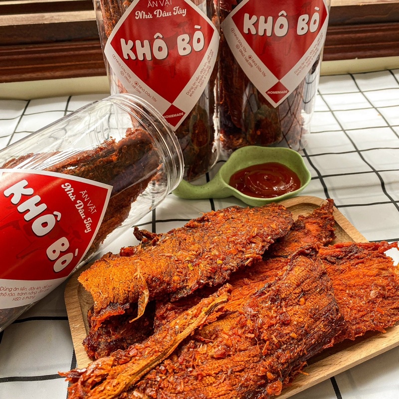 250Gr Khô Bò Miếng Nhà Dâu Tây đồ ăn vặt Hà Nội ngon bổ rẻ| Bò thật - ATVSTP