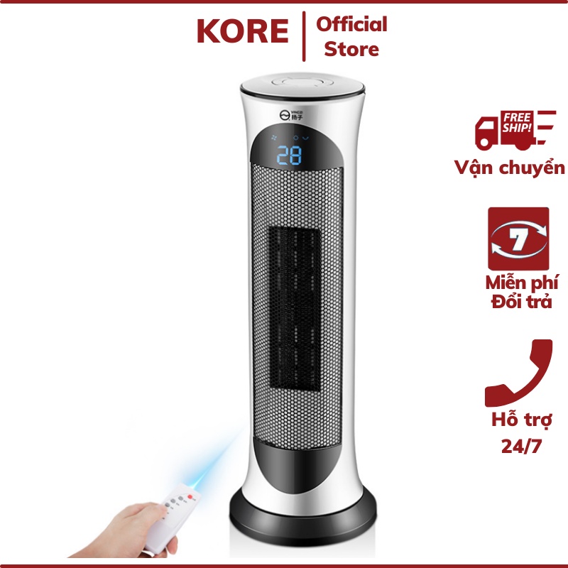 Cây quạt sưởi điện Kore Yang 2000W xoay 120 độ làm ấm nhanh điều khiển hẹn giờ