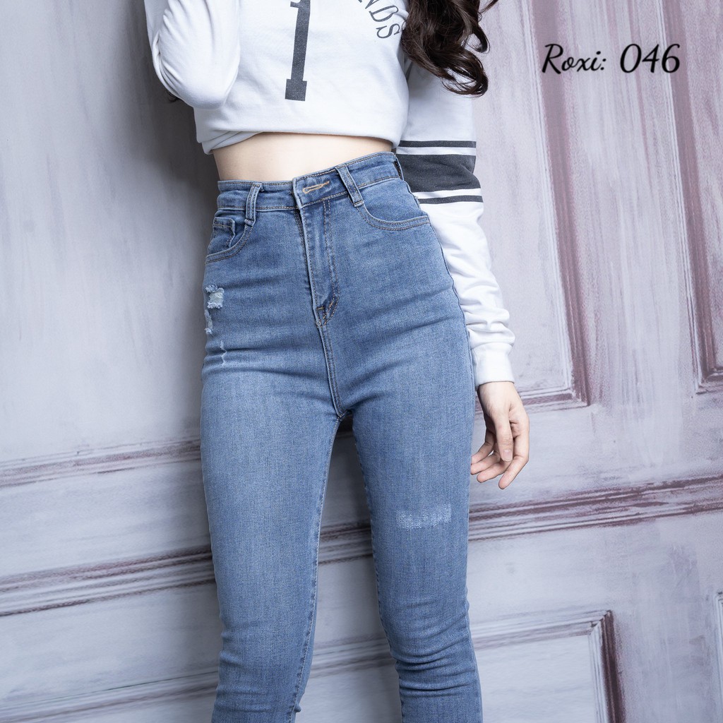 Quần Dài Jean Lưng Siêu Cao Có Gấu