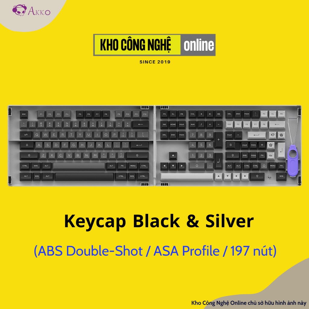 Bộ keycap cho bàn phím cơ AKKO Black Silver