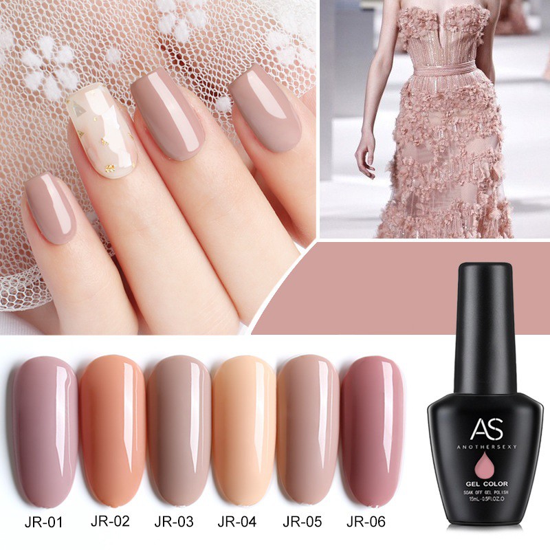 Sơn gel AS sơn móng tay gel dùng máy hơ gel sơn nail tone màu hồng trà hồng nude kem VUA SƠN AS mã JR 15ml