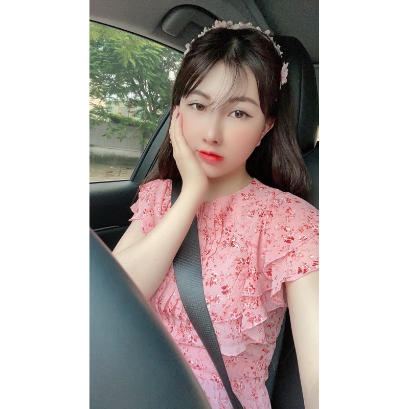[Hàng Loại 1]Váy Hoa hồng dập ly Phối Tay Bèo , Váy Hoa Nhí Ngắn Tay Siêu Xinh YAME_21 | BigBuy360 - bigbuy360.vn
