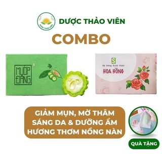 Xà Bông Sinh Dược ( Combo xà bông mướp đắng, xà bông hoa hồng giúp giảm mụn sáng da dưỡng ẩm và hương thơm nồng nàn )