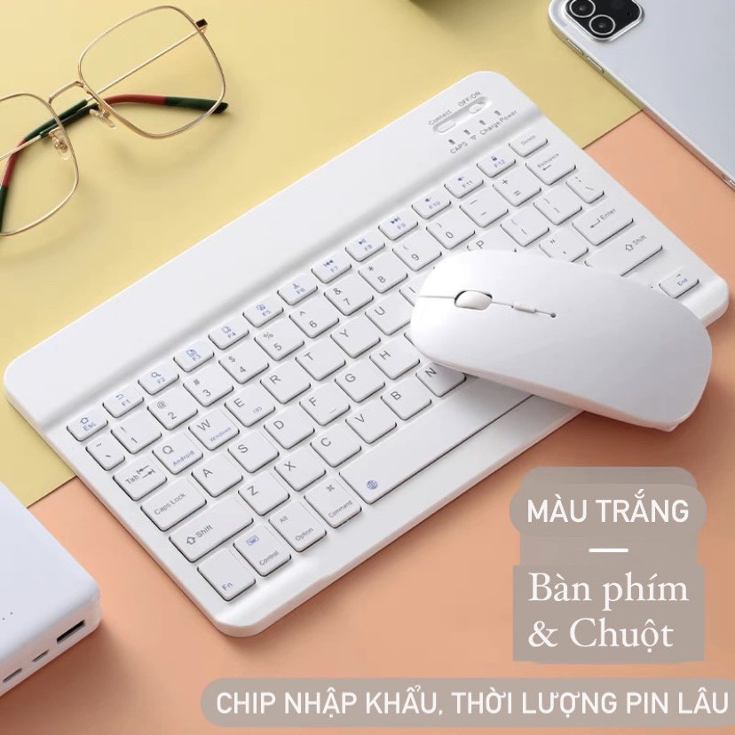 Bộ Bàn Phím Bluetooth Vuông 10 Inch và Chuột Thích Hợp Dùng Cho Máy Tính Bảng, Laptop, Điện Thoại