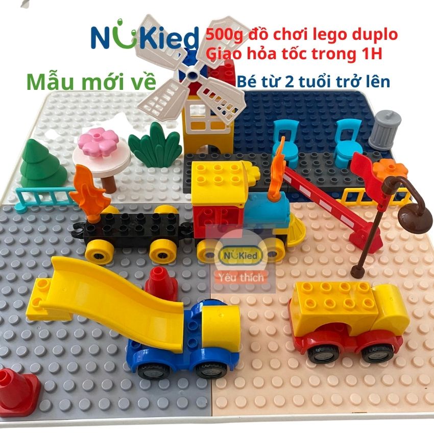 Bộ đồ chơi xếp hình le.go duplo lắp ráp, hạt to không mùi nhựa cho bé từ 2 đến 6 tuổi_Nukied