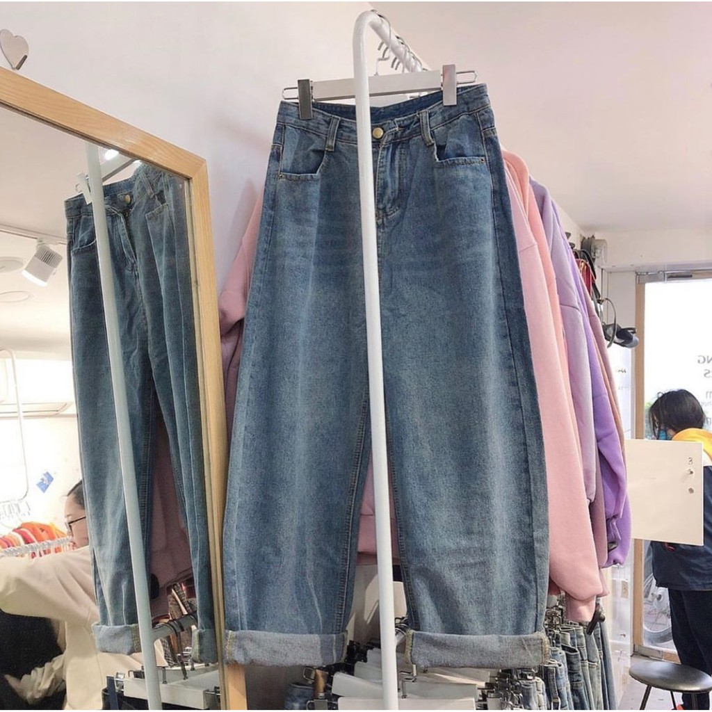 [Mã FATHANG5 giảm 10K đơn 50K] Quần Jeans Nữ Ống Rộng SIMPLE JEANS XANH ĐẬM Lưng Cao Dáng Suông Ulzzang (Ảnh Thật)