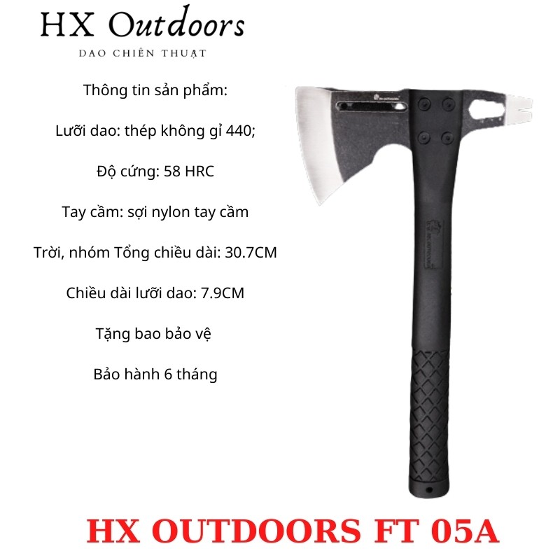 Hx outdoors Ft 05A  dụng cụ rìu đi rừng đi phượt dã ngoại chiến thuật cắm trại sinh tồn