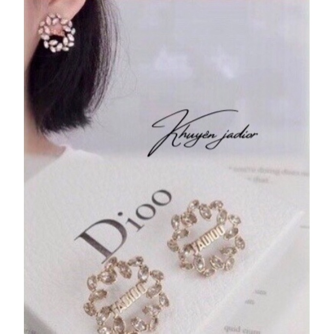 Bông tai jadior Tròn hãng Hạt Pha Lê, khuyên tai tròn xinh, hoa tai nữ thời trang cao cấp