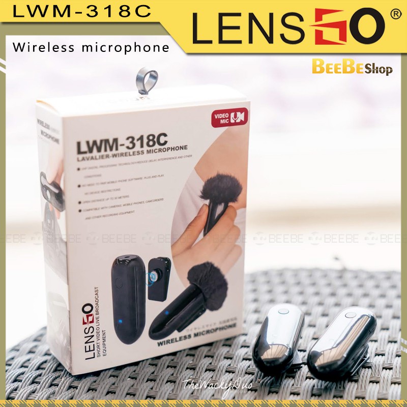 LENSGO LWM 318C - Micro Không Dây Thu Âm Cho Điện Thoại, Máy Ảnh Cho Vlogger, Phỏng Vấn (Sóng UHF)