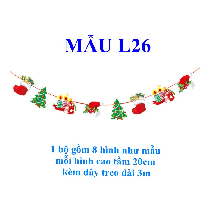 Trang trí noel, cờ treo noel mẫu L26