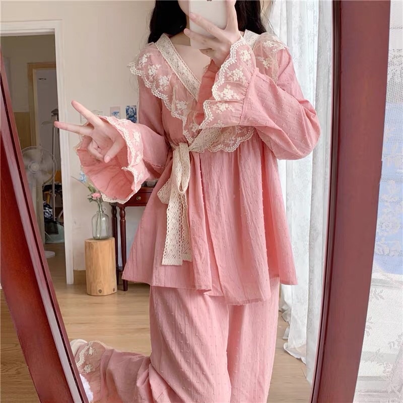 SET BỘ DÀI TAY VIỀN REN PHONG CÁCH NHẬT BẢN rẻ nhất shopee