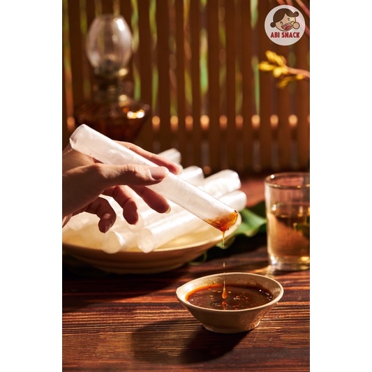 _ABI SNACK_ BÁNH TRÁNG SATE CAY ABI - VỊ NƯỚC SỐT CAY CAY SÁNH QUYỆN
