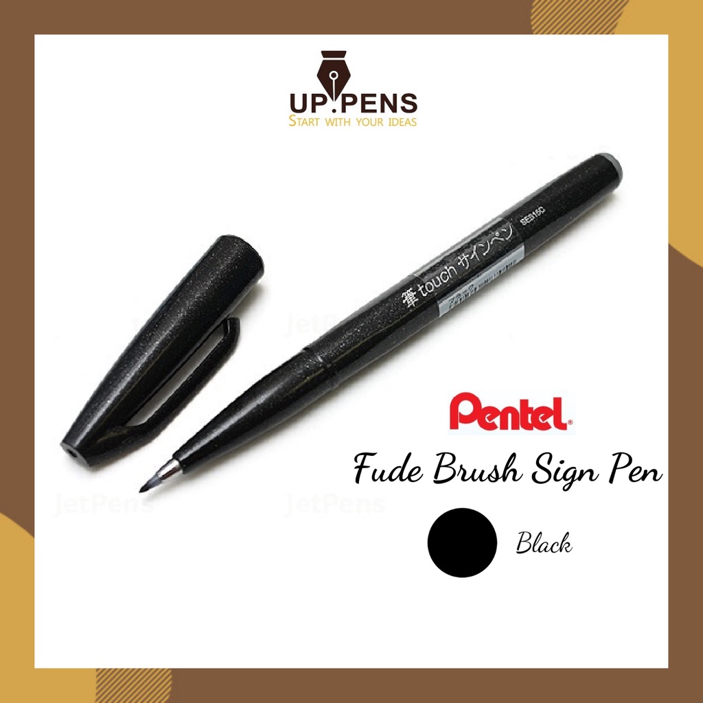 Bút lông đầu cọ viết calligraphy Pentel Fude Touch Brush Sign Pen - Màu đen (Black)