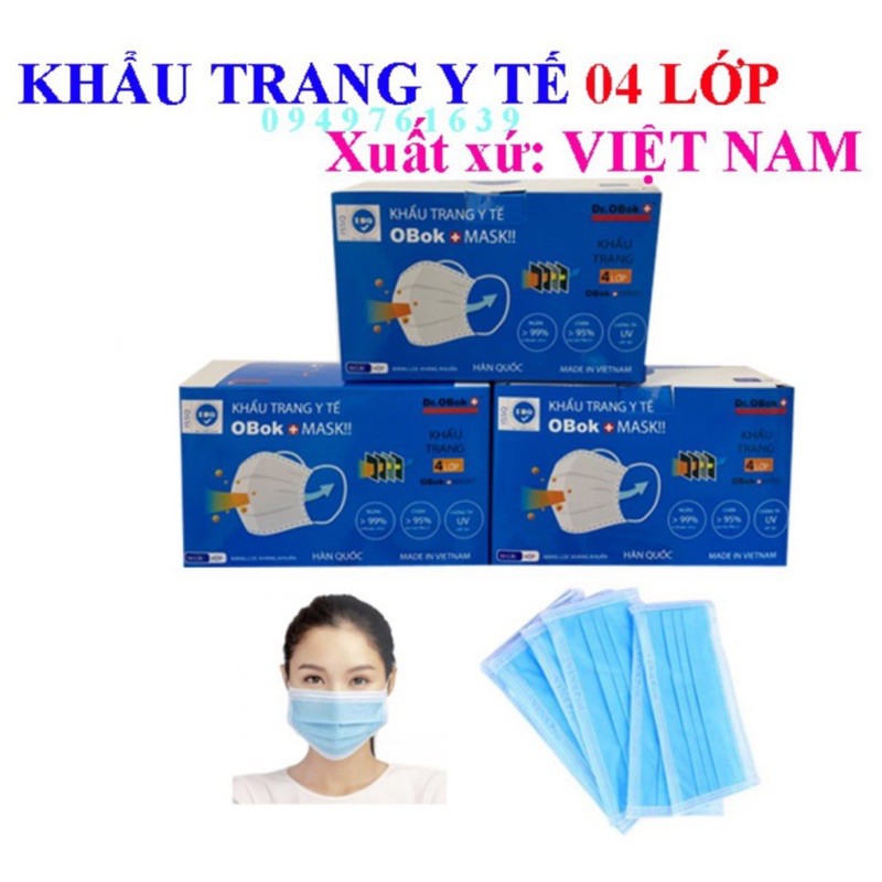 Khẩu Trang OBok chuẩn 4 lớp kháng khuẩn Hộp 50 cái | BigBuy360 - bigbuy360.vn