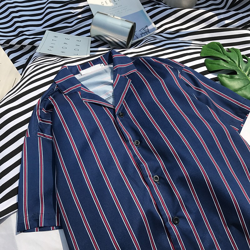 Áo sơ mi nam kẻ sọc phong cách Hawaii | BigBuy360 - bigbuy360.vn