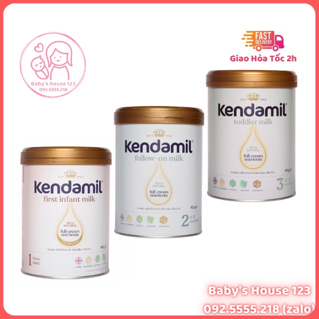 [Mẫu Mới Date 2022] Sữa Kendamil Số 1, 2, 3 - Hộp 900g