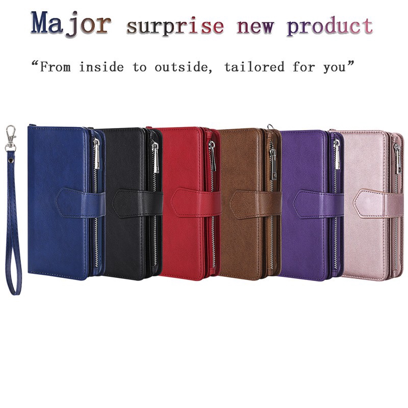 Apple IPhone X 8 7 Plus I7 + I8 + Khóa Kéo Mới Nhất Có Thể Tách Rời Bao Da Từ Tính Bảo Vệ Toàn Diện Với Khe Cắm Thẻ | BigBuy360 - bigbuy360.vn