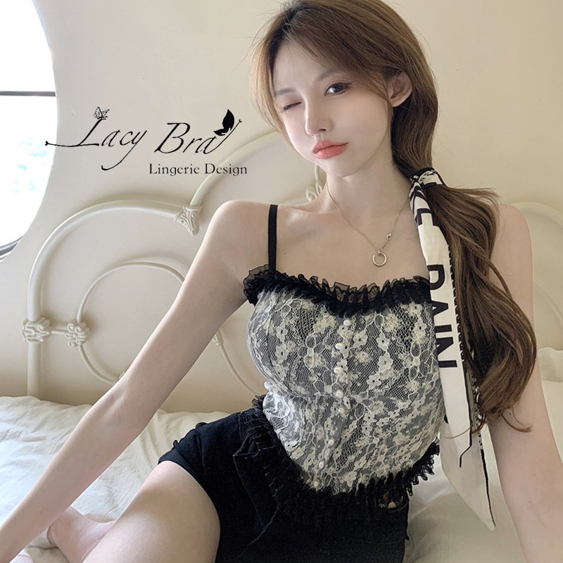 [Mã FAMARAL1 giảm 10K đơn 50K] Áo Bra Ren Hoa Phối Viền Bèo Hàng Cúc Xinh Xắn Lacy Bra - AL35 | BigBuy360 - bigbuy360.vn