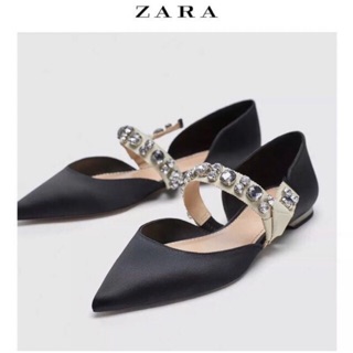 [ZR] GIÀY BỆT ZARA QUAI NGANG ĐÍNH ĐÁ