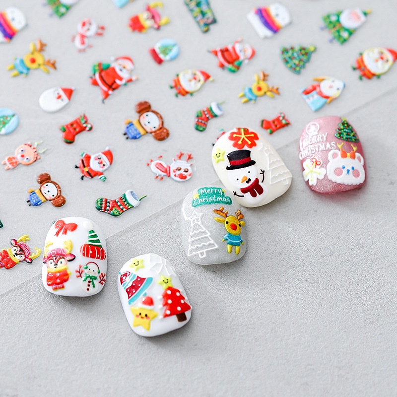 Sticker Dán Móng Họa Tiết Giáng Sinh 5D Dễ Thương Bắt Mắt