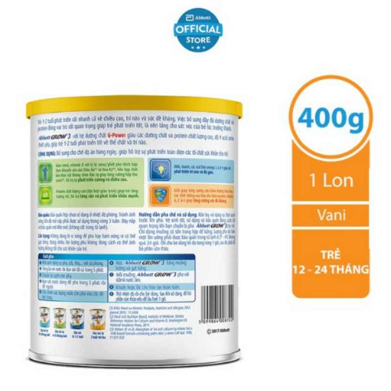 Sữa bột Abbott Grow 3 (G-Power) 400g