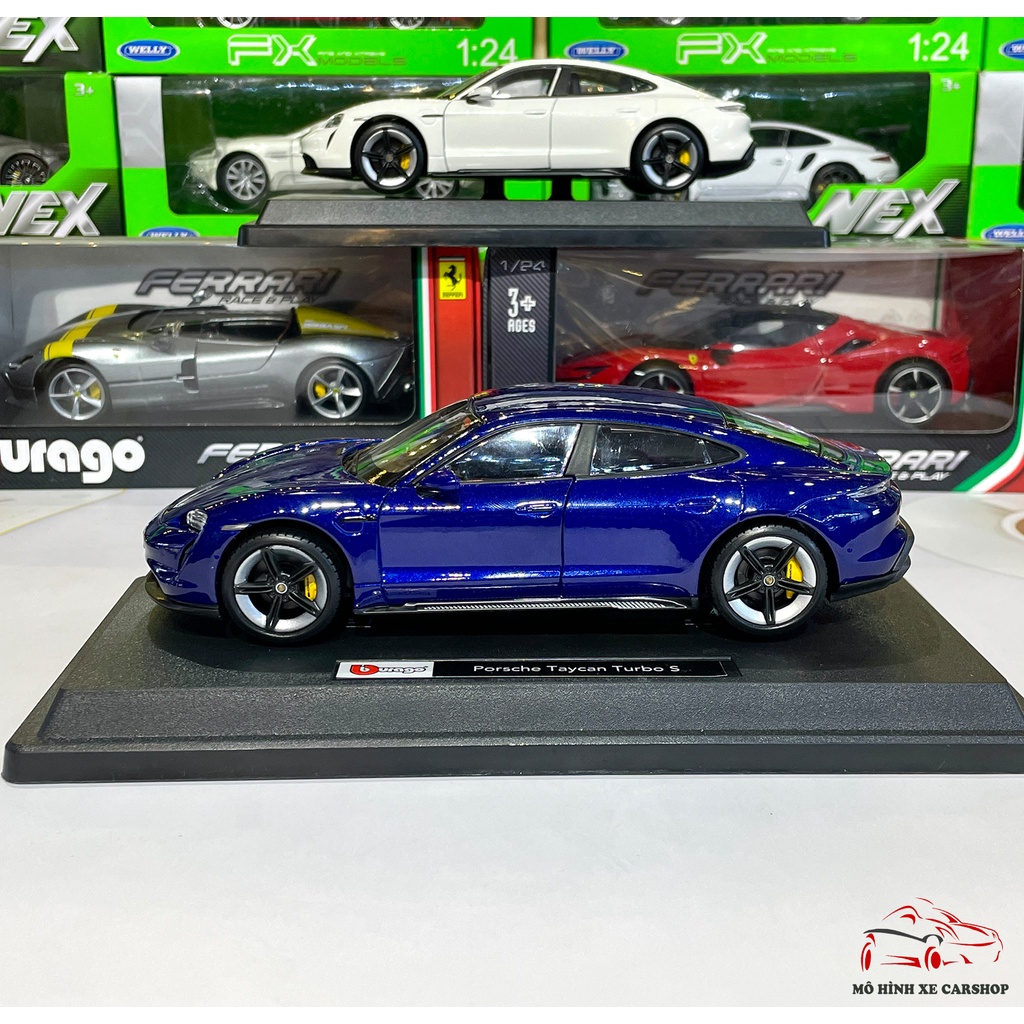 Mô hình xe cao cấp Porsche Taycan Turbo S tỉ lệ 1:24 hãng Burago 2 màu