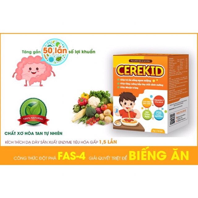 Cerekid - Dùng cho trẻ biếng ăn, táo bón nguyên liệu nhập khẩu châu âu