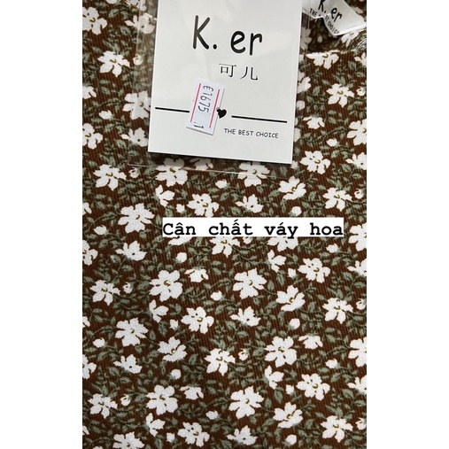 [HÀNG SẴN]VÁY-ĐẦM HOA NHUNG VINTAGE K.ER CỔ TRÒN CÓ DÂY THẮT EO HÀNG QUẢNG CHÂU | BigBuy360 - bigbuy360.vn