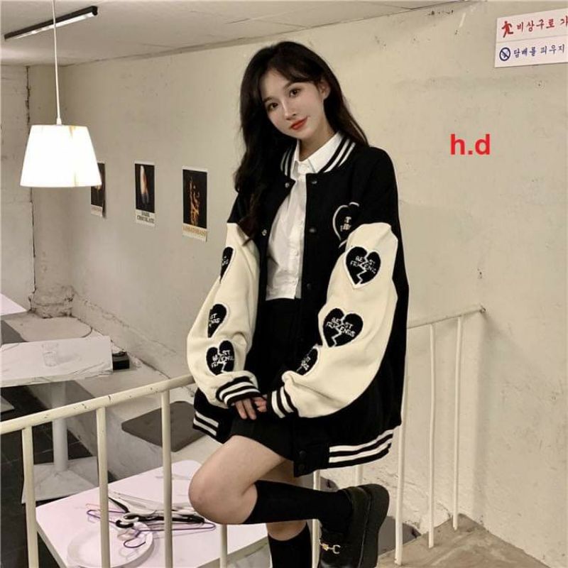 Áo Khoác/Jacket Tim BEST❤ Áo BomBer Bóng Chày Nam Nữ Phong Cách Hàn Quốc form &lt;55kgChất nỉ vs dù🦄 thời trang thu đông