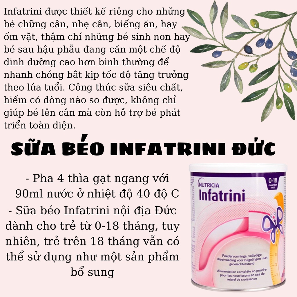 Sữa Béo INFATRINI Đức Hộp 400g Hỗ Trợ Tăng Cân Cho Bé Chính Hãng Giá Tốt