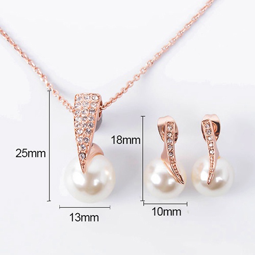 Bộ dây chuyền + đôi bông tai ngọc trai kiểu dáng thanh lịch cho nữ
