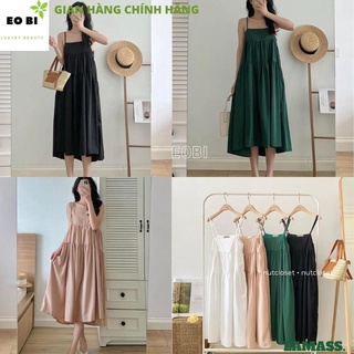 Đầm babydoll 2 dây xòe tầng V10 kiểu dáng hàn quốc tiểu thư bánh bèo dễ thương ,váy công chúa ulzzang chữ a -EOBI